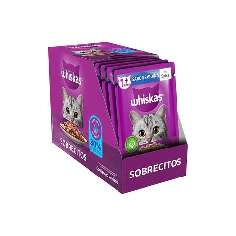 Alimento Húmedo Trocitos en salsa Whiskas sabor Sardina 85g
