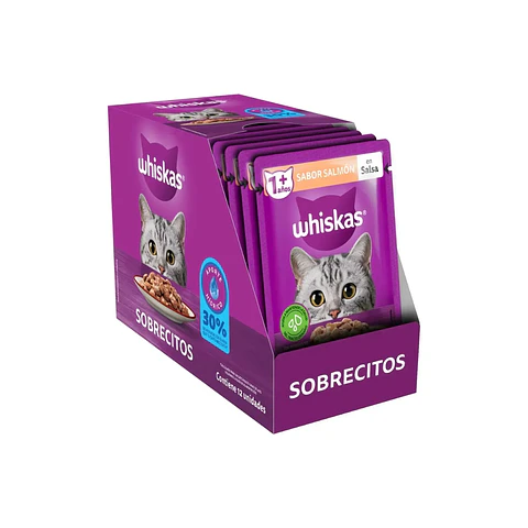 Alimento Húmedo Trocitos en salsa Whiskas sabor Salmón 85g