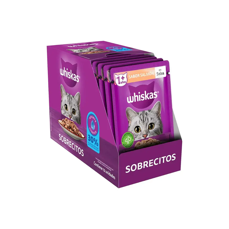 Alimento Húmedo Trocitos en salsa Whiskas sabor Salmón 85g 1