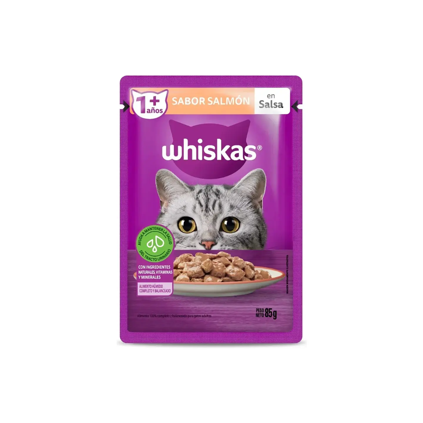 Alimento Húmedo Trocitos en salsa Whiskas sabor Salmón 85g 2