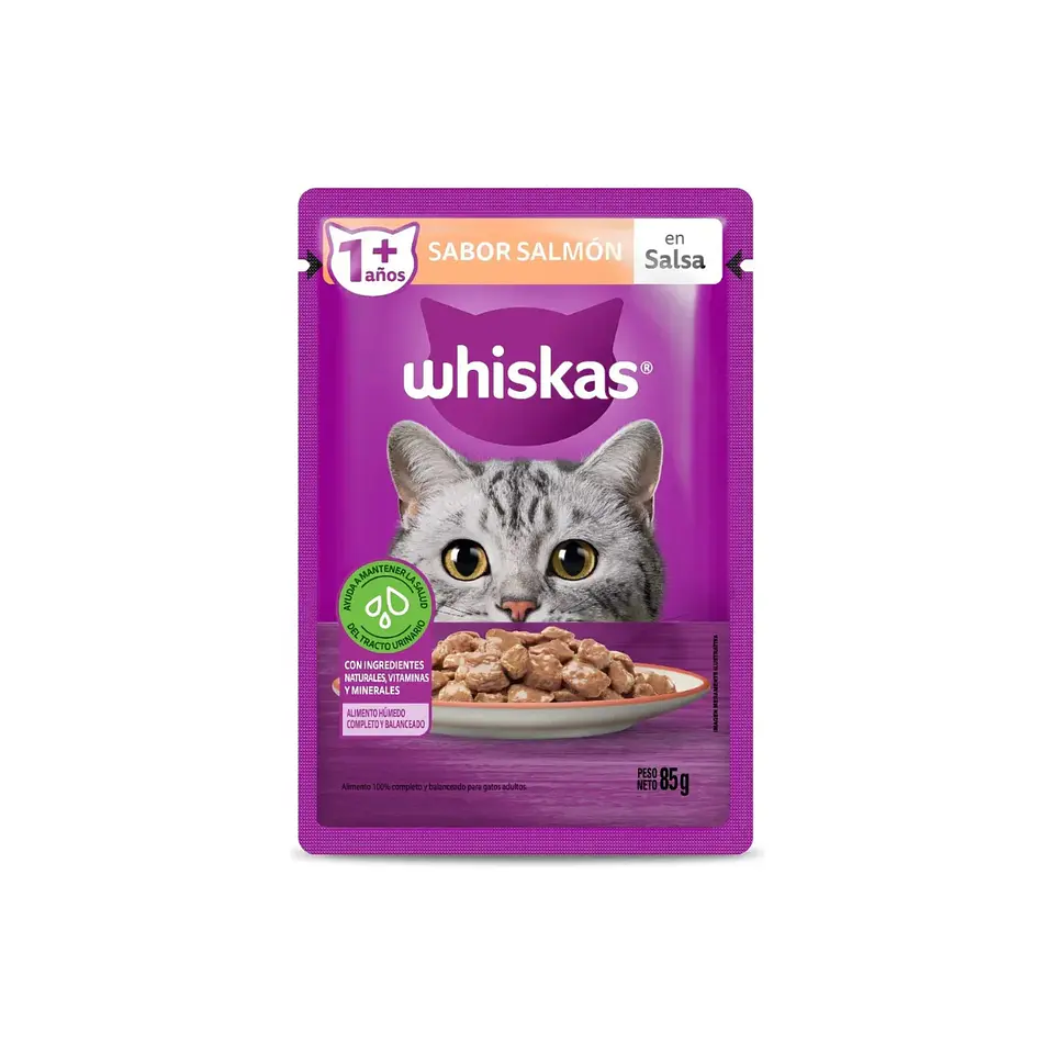 Alimento Húmedo Trocitos en salsa Whiskas sabor Salmón 85g 2