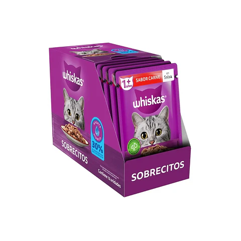Alimento Húmedo Trocitos en salsa Whiskas sabor Carne 85g
