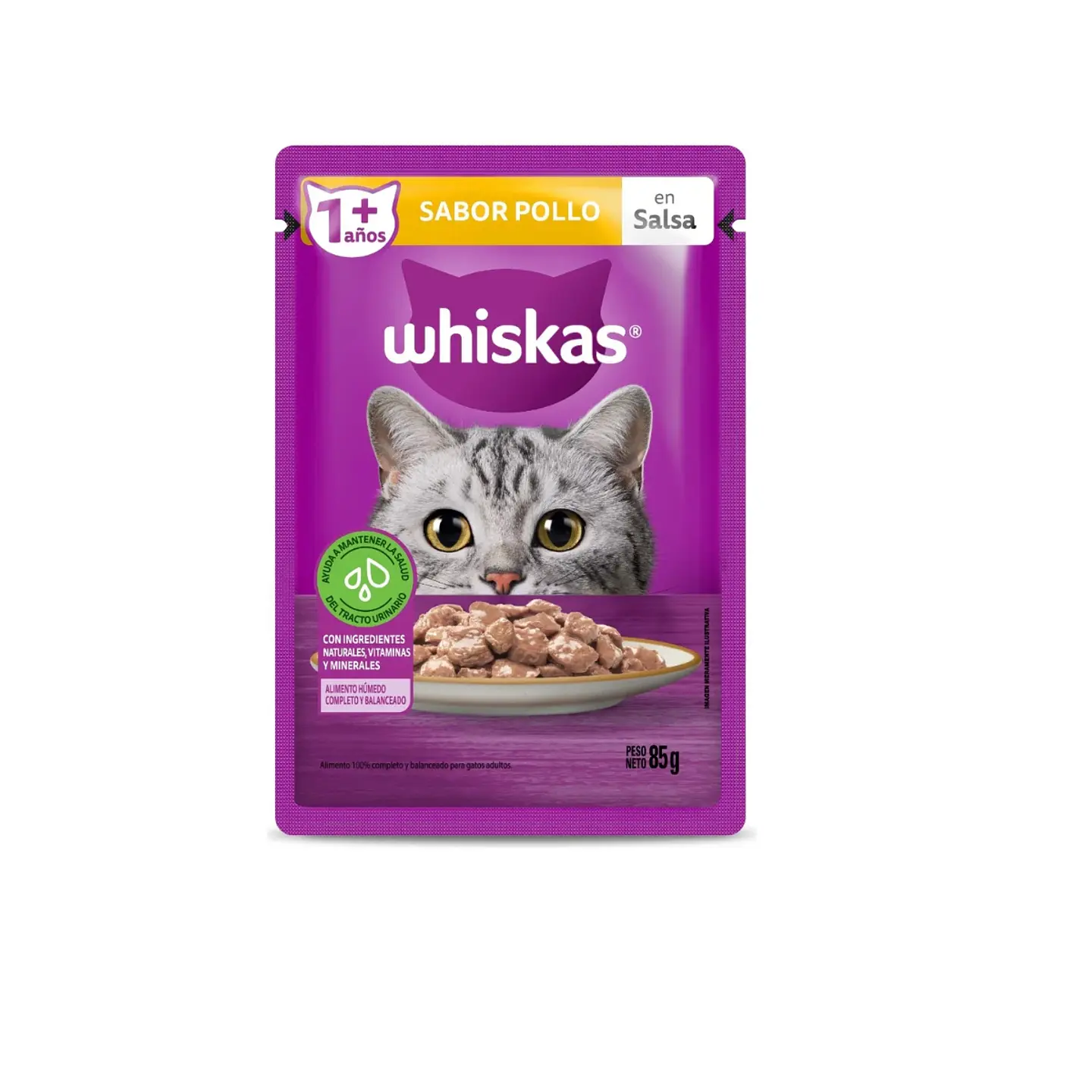 Alimento Húmedo Trocitos en salsa Whiskas sabor Pollo 85g 2