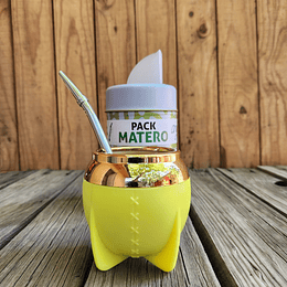 Pack Matero "Limón" de 3 Piezas – Mate 160ml, Bombilla y Yerbero