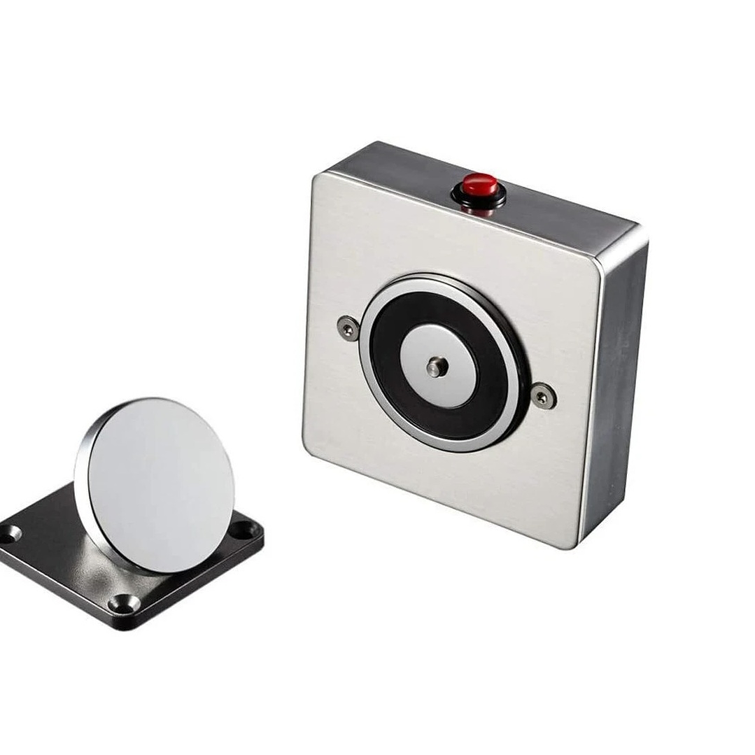 Retentor eletromagnético de porta Cor metálica. 1