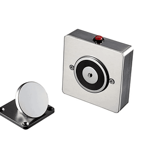 Retentor eletromagnético de porta Cor metálica.