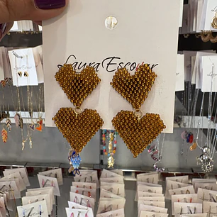 Aretes mostacilla doble Corazón