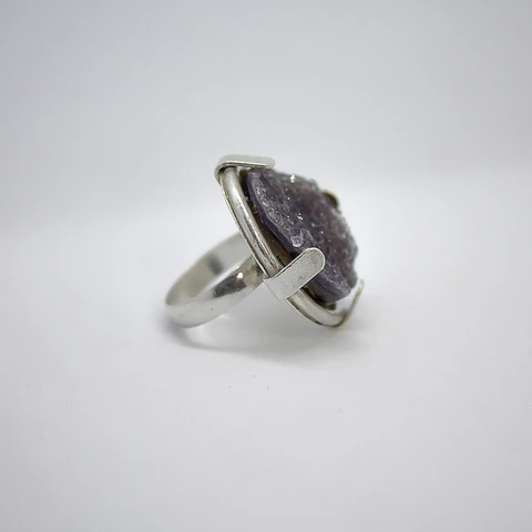 Drusa plana (anillo en plata)