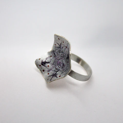 Noche Plateada (anillo de plata pintado a mano)