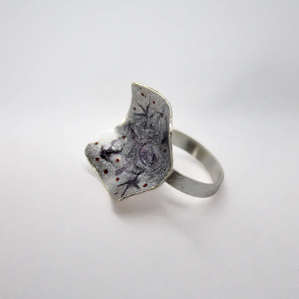 Noche Plateada (anillo de plata pintado a mano) 1
