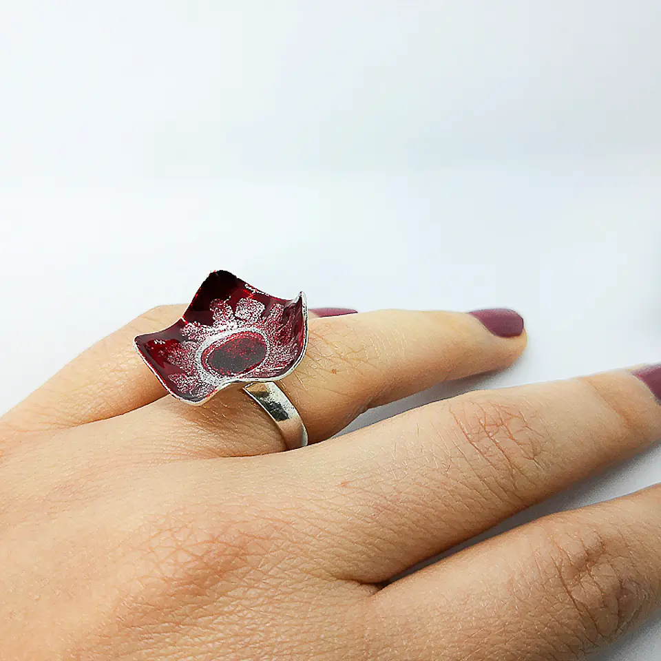 Mar Rojo (anillo en plata pintado a mano) 1