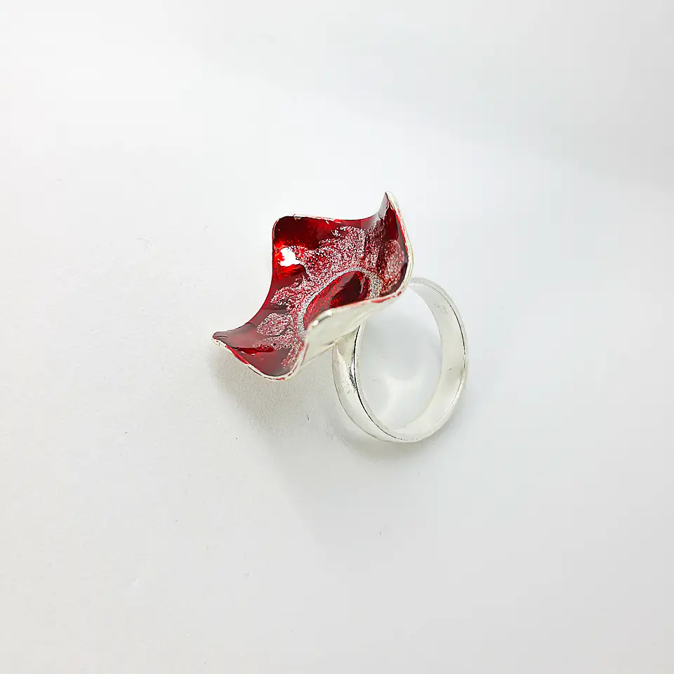 Mar Rojo (anillo en plata pintado a mano) 2