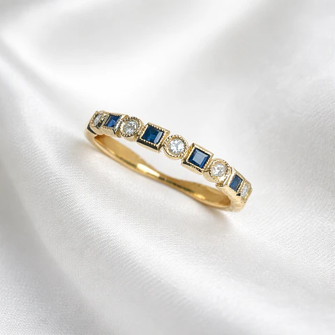 Anillo zafiros y brillantes