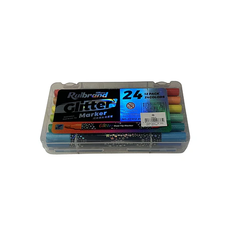 Marcadores Acrílicos Ruibrand Glitter 12 pcs doble punta