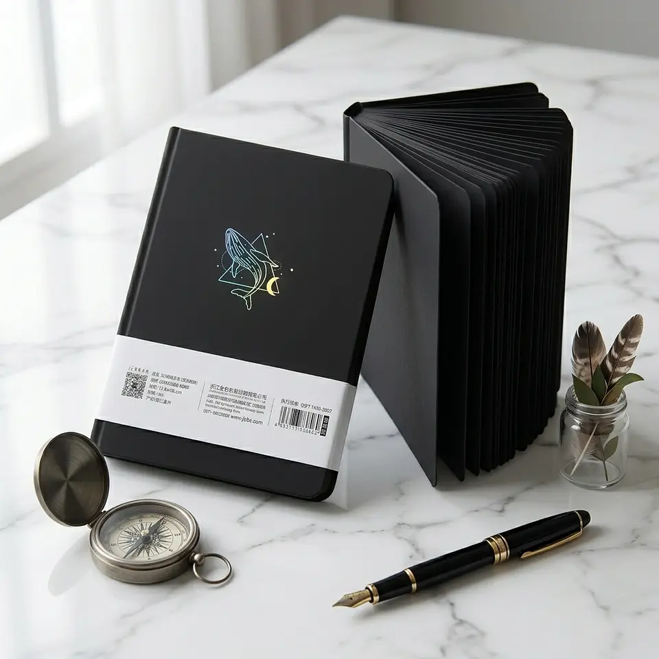 Cuaderno de hojas negras Whale Series. Para marcadores metalizados. 2