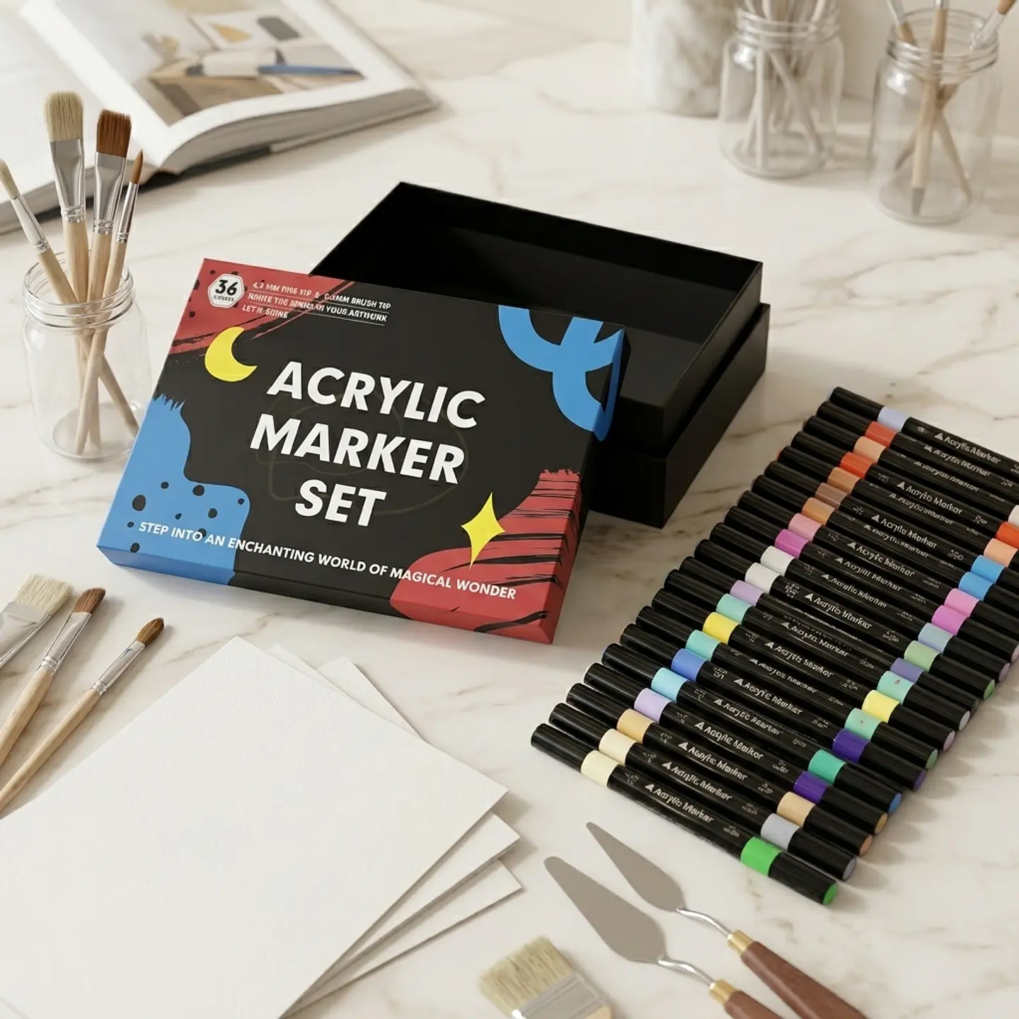 Set de Marcadores acrílicos Fine tip / Brush tip 36 pcs. 2