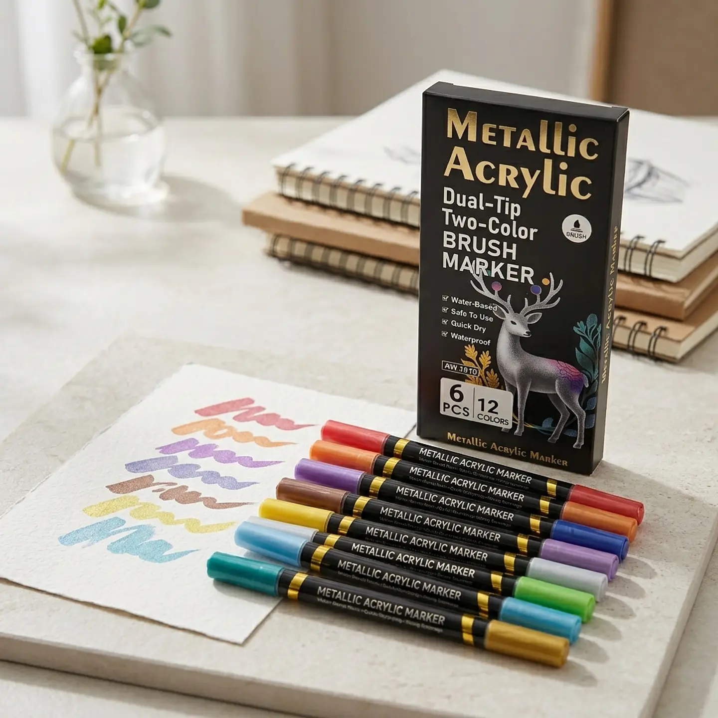 Marcadores acrílicos metálicos AW 1918 doble punta 6pcs. - 12 colores 1