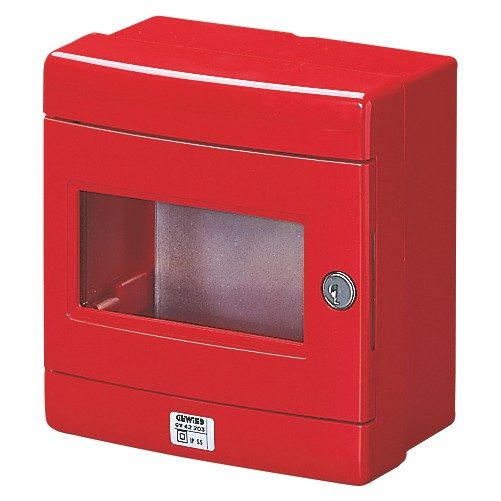 CAJA 180X180X100 C/LLAVE, ESTANCA PARA MANIOBRAS DE EMERGENCIA - CON FONDO DE CHAPA ZINCADA