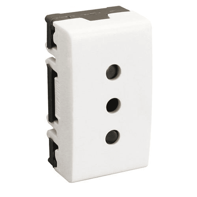 HABIT-21 MODULO TOMACORRIENTE 1 MODULO BLANCO 2 POLOS + TIERRA 10A 250V