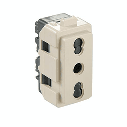 MODULO TOMACORRIENTE 1 MODULO BEIGE 2 POLOS + TIERRA 10/16A 250V GÉNESIS
