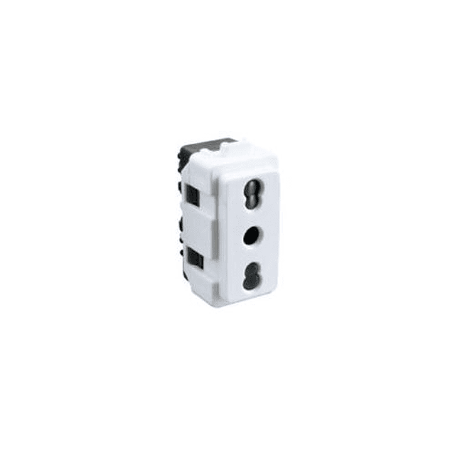 MODULO TOMACORRIENTE ESTANDAR UNIVERSAL 1 MODULO BLANCO 2 POLOS + TIERRA 10/16A 250V