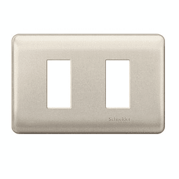 PLACA INTERRUPTOR/ENCHUFE 2 MÓDULOS NÍQUEL CON SOPORTE GENESIS