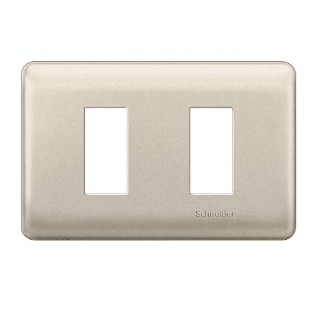 PLACA INTERRUPTOR/ENCHUFE 2 MÓDULOS NÍQUEL CON SOPORTE GENESIS