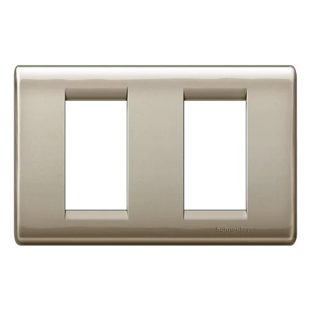 HABIT-21 PLACA INTERRUPTOR/ENCHUFE 2 MÓDULOS VERTICALES CHAMPAGNE CON SOPORTE