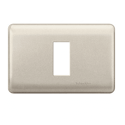 PLACA INTERRUPTOR/ENCHUFE 1 MÓDULO VERTICAL NÍQUEL CON SOPORTE ESMALTADA GENESIS