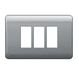 PLACA INTERRUPTOR/ENCHUFE 3 MÓDULOS HUMO CON SOPORTE GENESIS