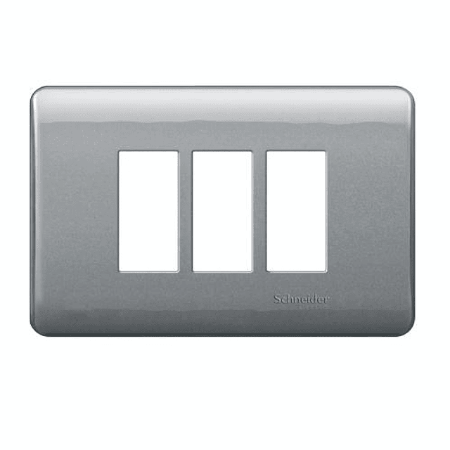 PLACA INTERRUPTOR/ENCHUFE 3 MÓDULOS HUMO CON SOPORTE GENESIS