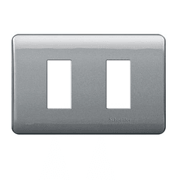 PLACA INTERRUPTOR/ENCHUFE 2 MÓDULOS HUMO CON SOPORTE GENESIS