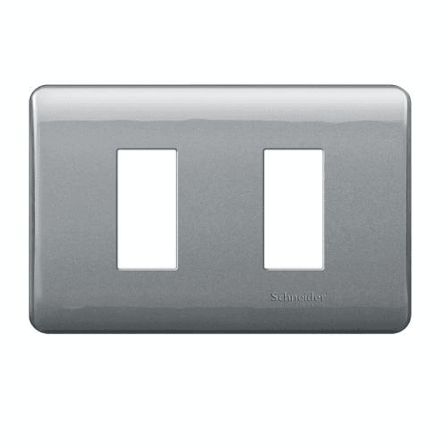 PLACA INTERRUPTOR/ENCHUFE 2 MÓDULOS HUMO CON SOPORTE GENESIS