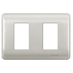 HABIT-21 PLACA INTERRUPTOR/ENCHUFE 2 MÓDULOS CHAMPAGNE CON SOPORTE