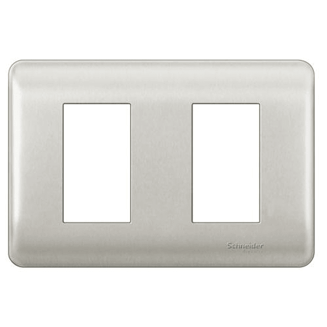 HABIT-21 PLACA INTERRUPTOR/ENCHUFE 2 MÓDULOS CHAMPAGNE CON SOPORTE