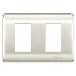 HABIT-21 PLACA INTERRUPTOR/ENCHUFE 2 MÓDULOS TITANIO CON SOPORTE