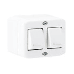 NTERRUPTOR DOMICILIARIO ARMADO SOBREPUESTA INTERRUPTOR DOBLE 9/15 BLANCO 250V 16A 2 MOD