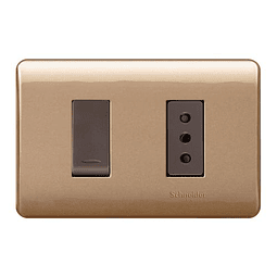 INTERRUPTOR/ENCHUFE HEMBRA ARMADO INT 9/12 2 POLOS + TIERRA 10A 250V C/PLACA