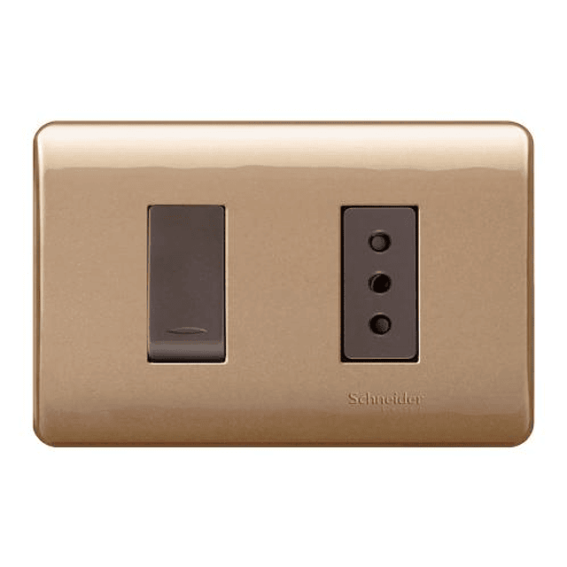 INTERRUPTOR/ENCHUFE HEMBRA ARMADO INT 9/12 2 POLOS + TIERRA 10A 250V C/PLACA