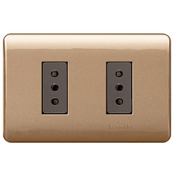 TOMA CORRIENTE ARMADO 2 MODULOS 2 POLOS + TIERRA 10A 250V MARRÓN DORADO GÉNESIS
