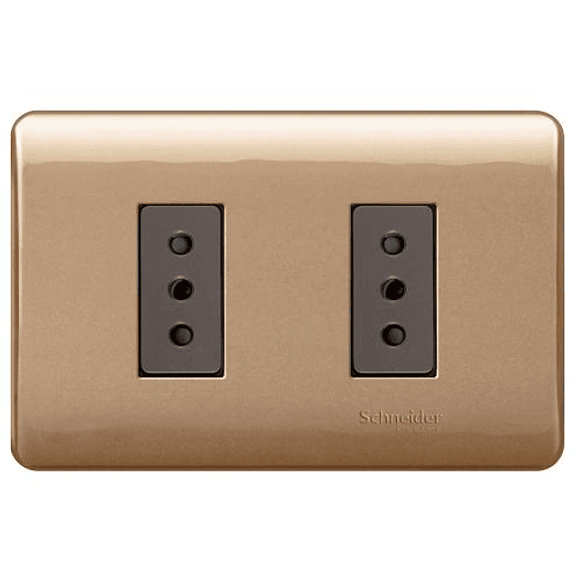 TOMA CORRIENTE ARMADO 2 MODULOS 2 POLOS + TIERRA 10A 250V MARRÓN DORADO GÉNESIS
