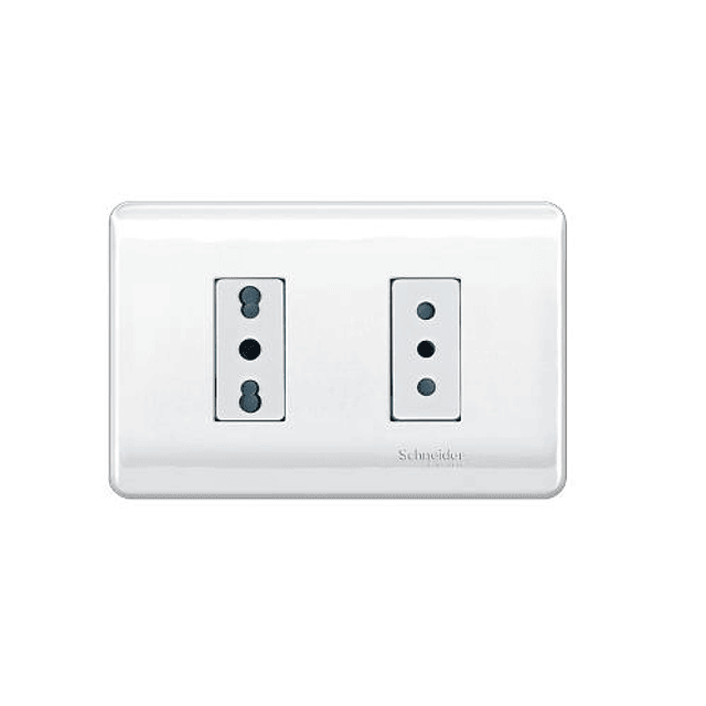 TOMA CORRIENTE ARMADO INT 10/16A+INT 10A 2 MODULOS 2 POLOS + TIERRA 250V BLANCO GÉNESIS