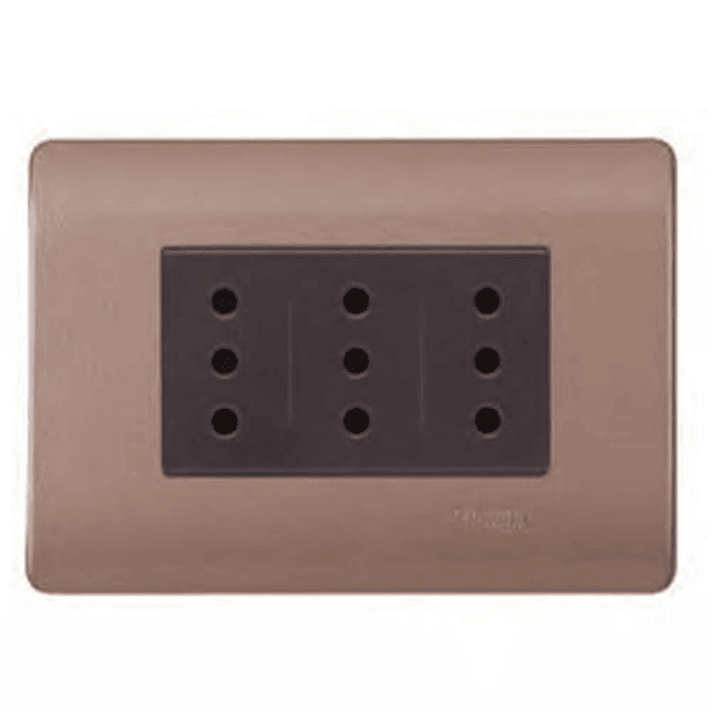 MODULO TOMACORRIENTE 3 MODULOS 2 POLOS + TIERRA 10A