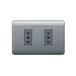 TOMA CORRIENTE ARMADO 1 MODULO DOBLE 2 POLOS + TIERRA 10A 250V GÉNESIS