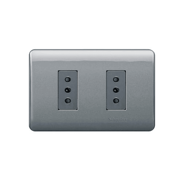 TOMA CORRIENTE ARMADO 1 MODULO DOBLE 2 POLOS + TIERRA 10A 250V GÉNESIS