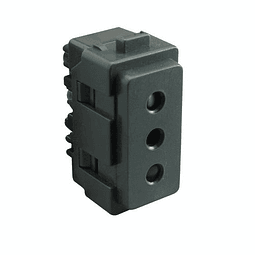 MODULO TOMACORRIENTE 1 MODULO NEGRO 2 POLOS + TIERRA 10A