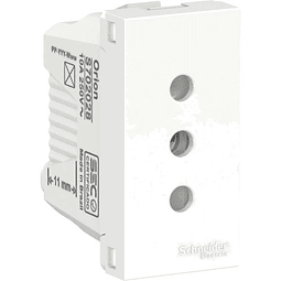 ORION MODULO TOMACORRIENTE 1 MODULO BLANCO 2 POLOS + TIERRA 10A 250V