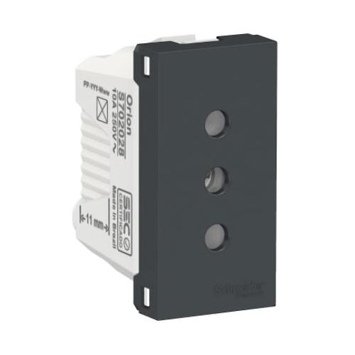 ORION MODULO TOMACORRIENTE 1 MODULO GRAFITO RAL 7021 2 POLOS + TIERRA 10A 250V