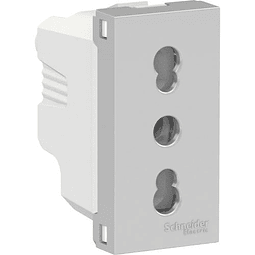 ORION MODULO TOMACORRIENTE 1 MODULO ALUMINIO RAL 9006 2 POLOS + TIERRA 10/16A 250V