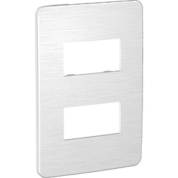 ORION PLACA INTERRUPTOR/ENCHUFE 2 MÓDULOS HORIZ SEP BLANCA/ALUMINIO GRIS CÓSMICO